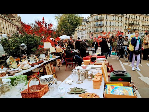 Paris France🇨🇵BROCANTE in Paris🏺ANTIQUITÉS old Things🪑FLEA MARKET🪞MARCHÉS Aux puces✨️4KHDR Thrifting