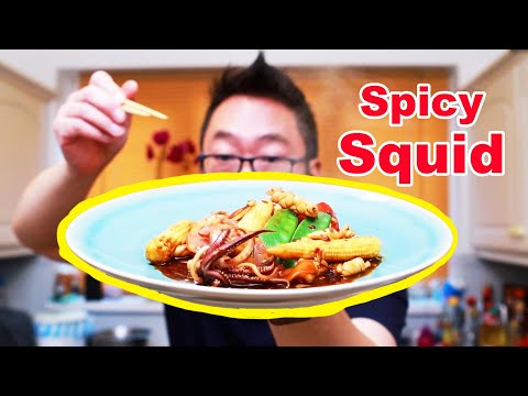 How to Prepare & Cook Whole Squid - Easy Method - Spicy Stir Fry Squid Recipe