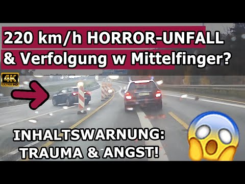HORROR: 220 km/h crash involving a novice driver & truck chase after insult? - Dashcam footage in 4k