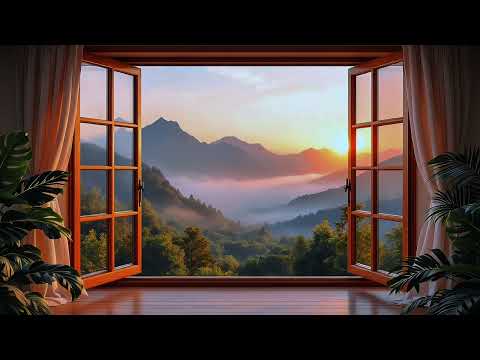 Sunrise Mountain Window in 4K โข Peaceful Nature Ambience for Calm, Sleep & Relaxation | Window View