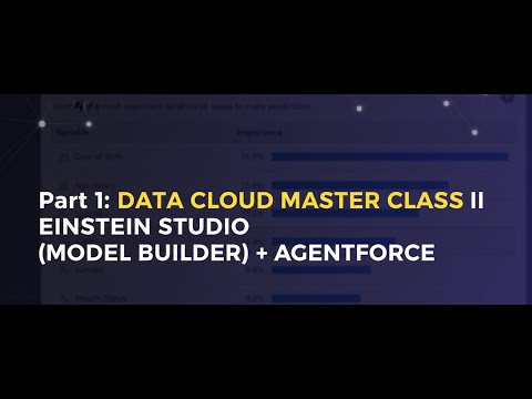 Part 1: DATA CLOUD MASTER CLASS || EINSTEIN STUDIO (MODEL BUILDER) + AGENTFORCE || AGENTFORCE
