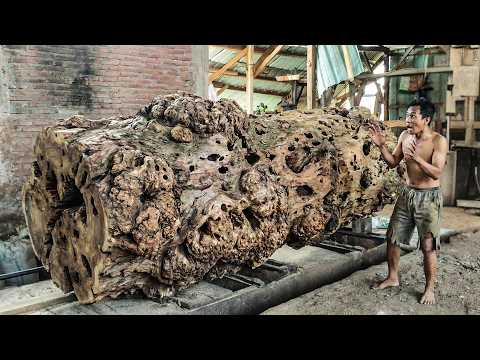 FROM MONSTER TO MASTERPIECE! Giant Logs Transformed Into Beautiful Solid Wood Blocks