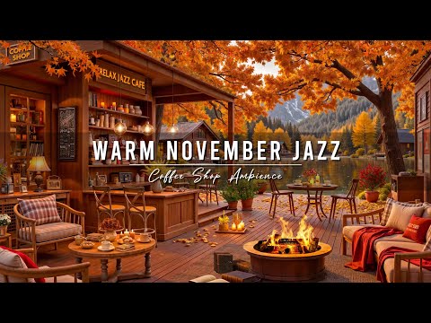 Warm November Jazz Music for Relaxing, Studying 🍂 Smooth Fall Jazz Music at Cozy Porch Ambience