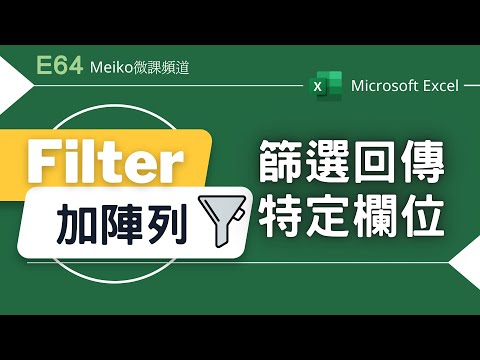 Excel教學 E64 | 使用Filter+陣列，篩選回傳特定欄位 | FILTER | SUMIFS | COUNTIFS | EOMONTH