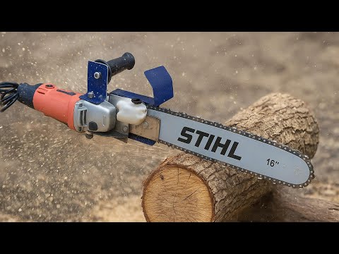 Great Idea! Turn An Angle Grinder Into A Powerful Chainsaw | DIY & Homemade Tools