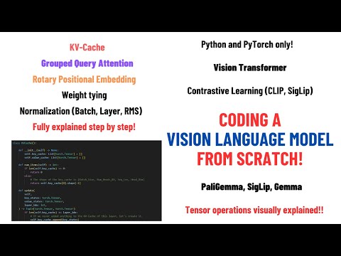 Coding a Multimodal (Vision) Language Model from scratch in PyTorch with full explanation