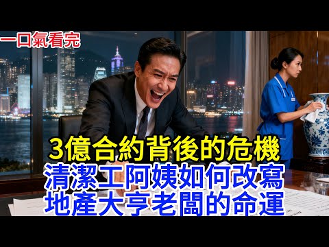 3億合約背後的危機：清潔工阿姨如何改寫地產大亨老闆的命運 #故事 #故事分享 #民間故事 #老人 #台灣 #爽文 #反轉 # 離奇故事 #台灣香港 # 完結 #睡前故事 # 情感故事