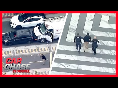 FULL CHASE: Dangerous chase ends after suspect surrenders at Santa Monica Pier | Car Chase Channel