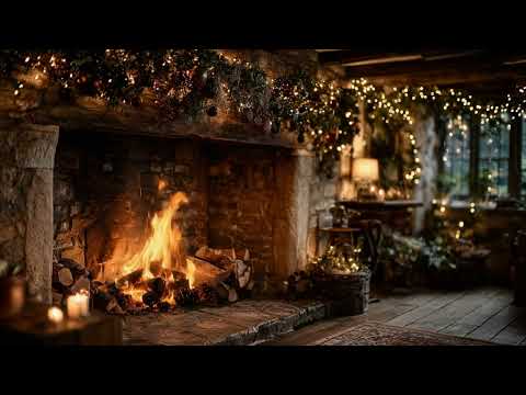Rustic Country Cottage Christmas Fireplace | Quiet Luxury, Peace & Relaxation | Homely Yule Ambience