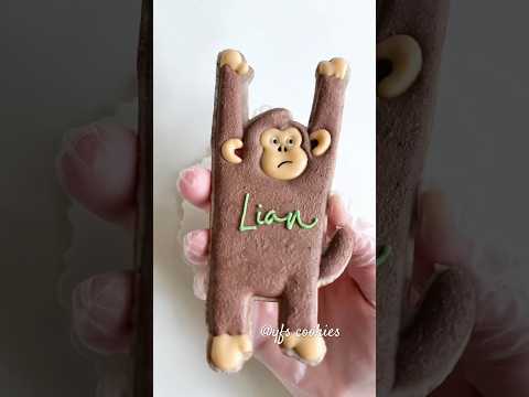 🐵Easy monkey cookie decorating #cookiedecorating #royalicing #satisfying