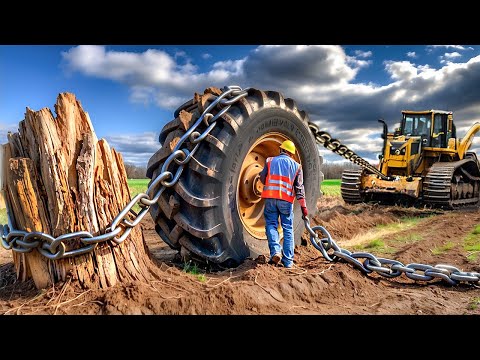 Extreme Dangerous Fastest Big Chainsaw Cutting Tree Machines | Monster Stump Removal Excavator #88