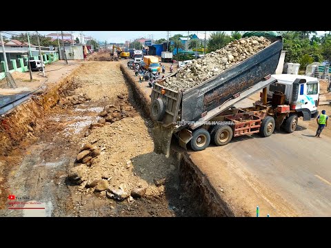 Surprised Incredible A Huge Piece Of Rock Slipped Off Dump Truck And Exciting Skill Working Road