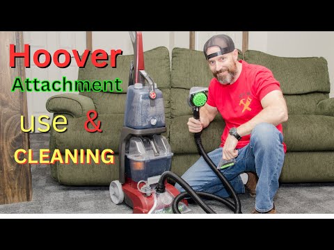 Hoover Power scrub Shampooer using the ATTACHMENTS cleaning couch and truck seats
