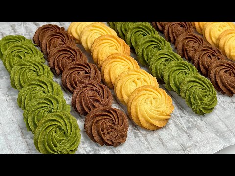 One Cookie Dough in 3 Flavors Butter Cookie｜Chocolate/Green tea/Matcha Cookies Recipe