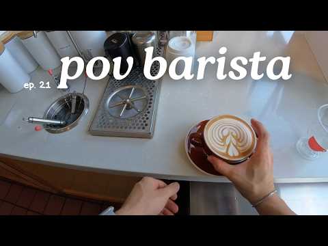 POV- Barista works satisfying shift