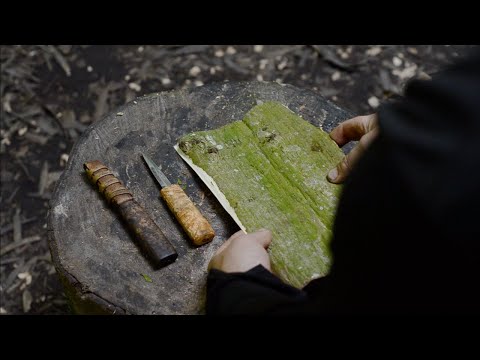 Making carving knife - blacksmithing, bark sheath, burl handle and bushcraft trip