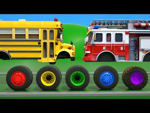Baby Shark + Wheels On the Bus Song - Find the right bus wheel! - Baby Nursery Rhymes