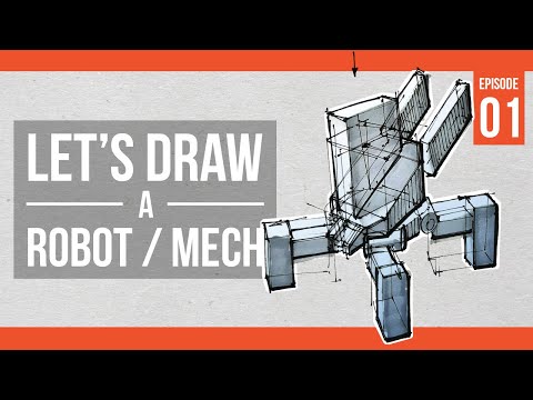 Let's draw a robot or mech part 01