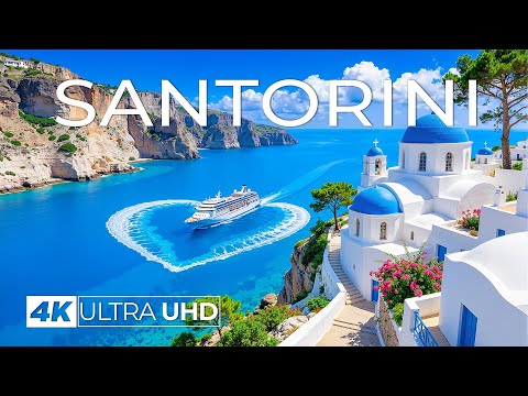 [4K] Santorini 🇬🇷 Breathtaking Cliffside Views, Iconic White-Washed Villas & Azure Waters