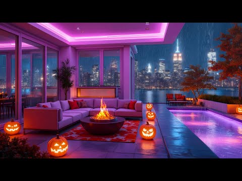 Rainy Halloween Night in New York 🎃 Study Music Lofi Rain Chillhop Beats ☔️ Lofi Rain Playlist
