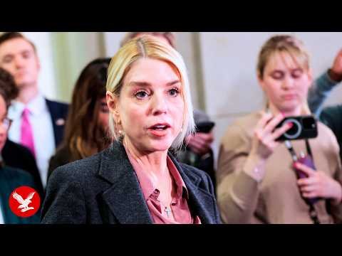 Pam Bondi reacts after Dems walk out during Epstein briefing