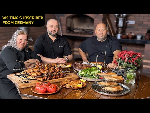 Guest from Germany! Chicken, Veal & Salmon on Fire!