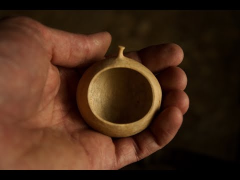 Calm Carving | Making a TINY Apple Cup From a Fresh Log Using Only Hand Tools - Satisfying Project