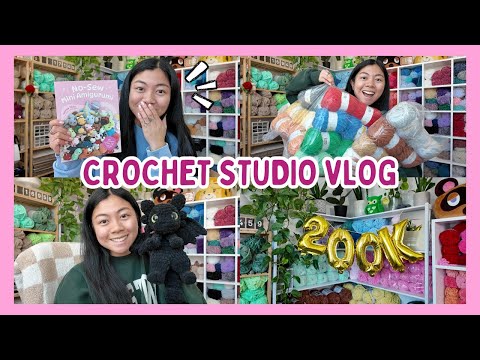 Crochet Studio Vlog 🧶 buying EVERY color of this yarn, seeing my book, hitting 200K, & more!