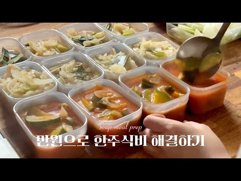 만원으로 국 밀프렙 13개 만들기🥘 - 쉬운레시피&냉동식단루틴&다이소용기