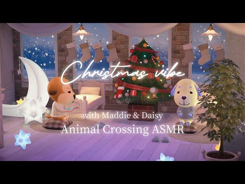 Animal Crossing Christmas vibe 🎄 Cozy Fireplace Ambience + Jazz Music 🎧 Chill with Maddie & Daisy