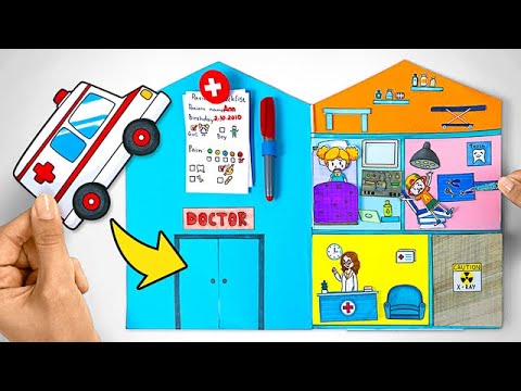 How to Make Coolest Paper Hospital and Play Pretend Doctor with Sam 🏥