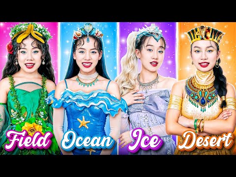 Ocean, Desert, Ice And Field At Tiktok Contest! Poor Girl Vs Rich Girl | Baby Doll Français