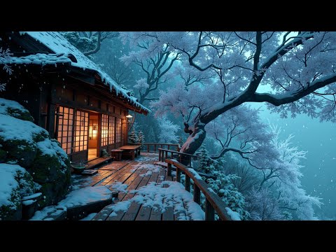 Retro Japanese Town Lofi 🏮 Snowfall Ambience & Chillhop Beats for Relaxation