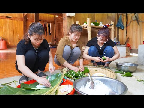 Two Younger Sisters Came To Visit and Packed CHƯNG Cake - Cozy Family Meal | Nhất My Bushcraft