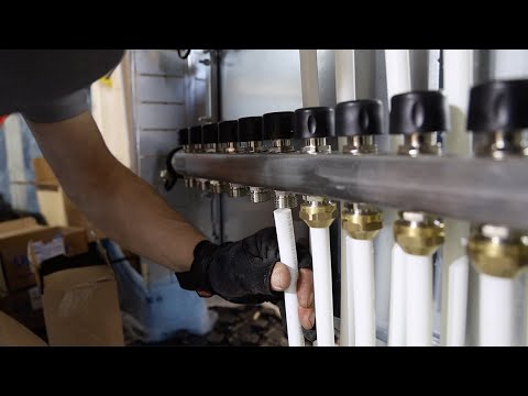 Монтаж водяных теплых полов. Подключение трубопроводов к коллектору и намотка.