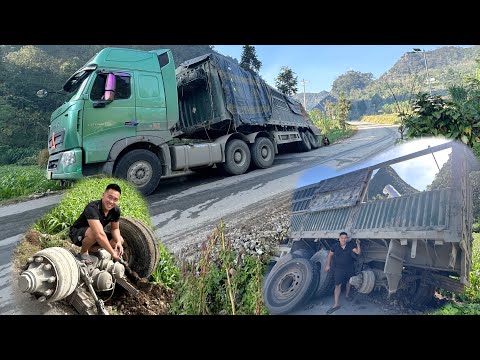 Travel 150 km on mountain pass to rescue 80 ton tractor with broken spring in Vietnam