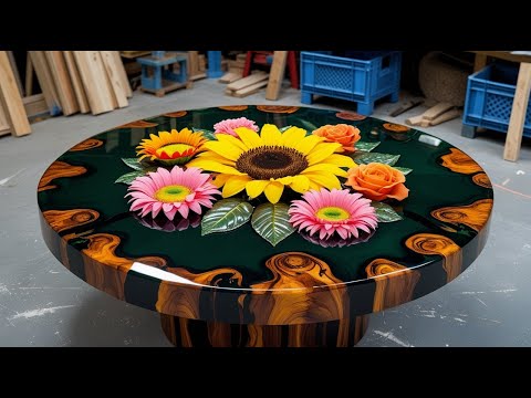Epoxy flower table  Craftsman shares how to make a table with wood and epoxy glue