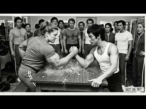 Bruce Lee Arm Wrestled Female World Champion Broke Table 1971 — 260 Pound Woman Pure Power