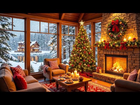 Winter Lakeside Cabin Ambience ❄️ Soft Piano & Crackling Fireplace for Deep Focus & Stress Relief