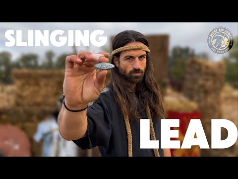 Sling with lead shot VS. Segmentata, Linothorax, and wood shield