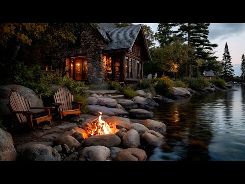 Crackling Fire by the Lake 🔥 Relaxing Ambience for Sleep (12 Hrs)
