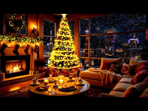 Warm Winter Christmas Jazz 🎄 Warm Fireplace Jazz for Sleep, Focus & Stress Relief