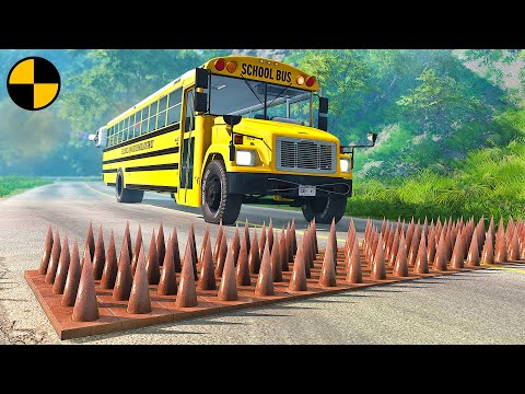 Cars vs Spikes Trap & Tire Service ๐ฑ BeamNG.Drive