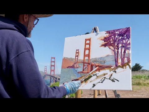 GOLDEN GATE BRIDGE plein air OIL PAINTING san francisco
