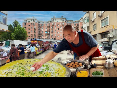 China’s Breakfast Street Market in Hebei, Egg-Filled Pancakes, Crispy Beef Pies & More!