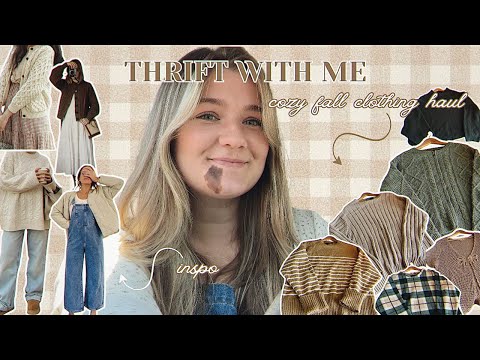 FALL THRIFT HAUL | Thrift With Me for a COZY FALL WARDROBE | $100 Thrift Challenge