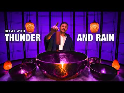 **CORTISOL LOWERING** Thunder and Rain Sound Bath | Release Your Stress