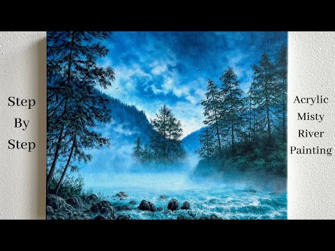 How to Paint a Misty River | STEP by STEP Acrylic Painting Tutorial