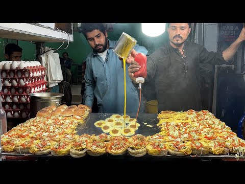 Double Egg Burger Making | Special Anda Bun Kabab Of Karachi | Pakistani Street Food Shami Burger