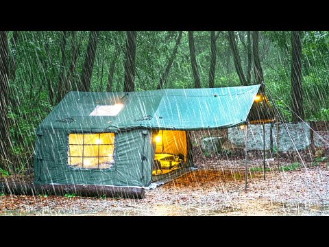 우중캠핑☔ㅣ하루종일 쏟아지는 빗속에서 아늑하게 1박2일ㅣ원룸 에어텐트ㅣ빗소리 ASMR